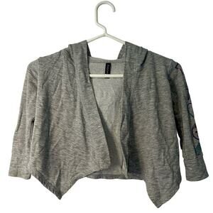 Pixie Lane Toddler Girls 2/3 Gray Open Front Sweater Hooded‎ Star Heart Trendy
